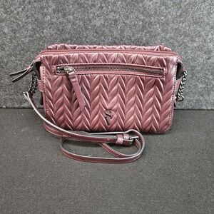 Simply Vera Vera Wang Quilted Crossbody Bag Burgundy Maroon Chain Strap
